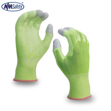 NMSAFETY 18 gauge Hi-Viz Green pu touch screen work gloves